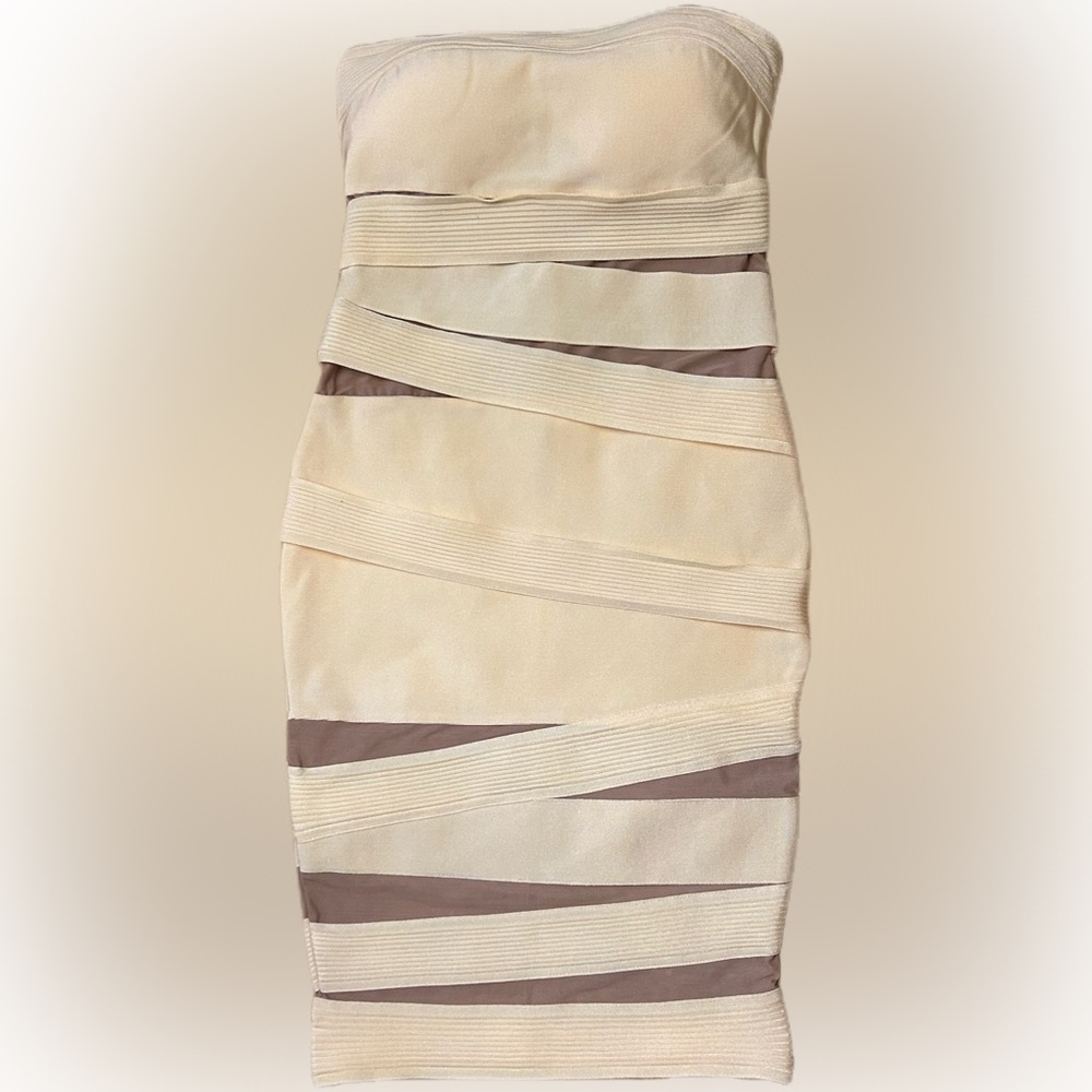 New off shoulder cream dress.